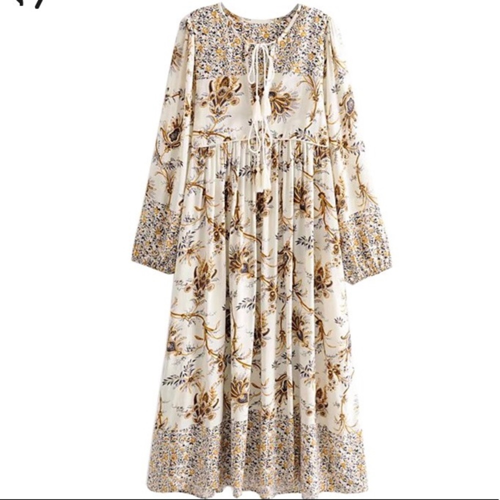 NEW BOHO GYPSY MILA LONG FLORAL MAXI DRESS TUNIC - Picture 2 of 6